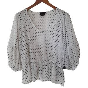 CLICHÉ Swiss Dot Flouncy Sheer Top